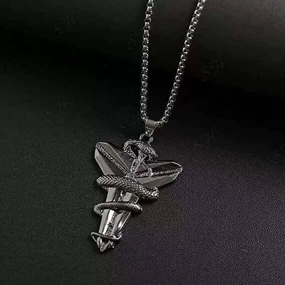 BLACK MAMBA - Alloy Pendant with Pure Stainless Steel 24inch Round box Chain, European trending Style for Men & Boy - THE MEN THING