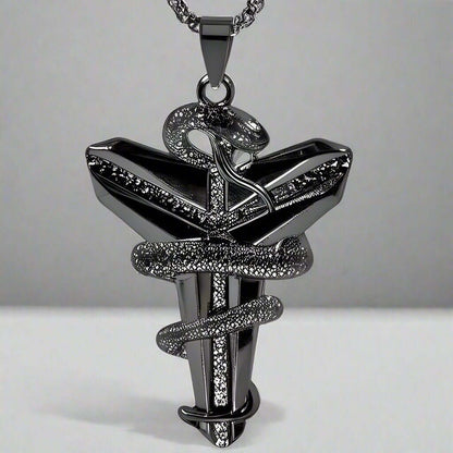 BLACK MAMBA - Alloy Pendant with Pure Stainless Steel 24inch Round box Chain, European trending Style for Men & Boy - THE MEN THING