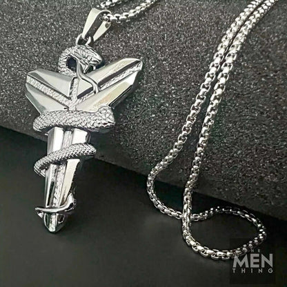 BLACK MAMBA - Pure Titanium Steel Black Mamba Pendant with 24inch Round Box Black Chain for Men & Boys - THE MEN THING