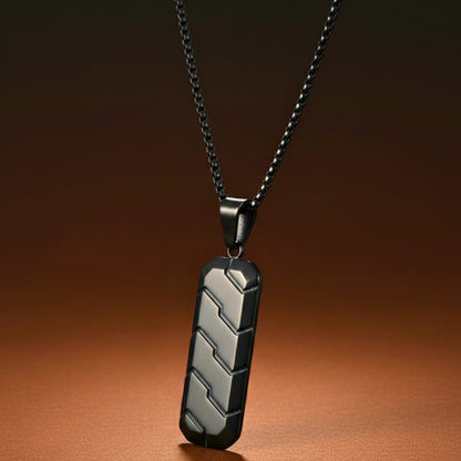 BLACK PRISM - 20mm Titanium Steel Pendant with 24inch Round Box 4 mm Chain for Men & Boys - THE MEN THING