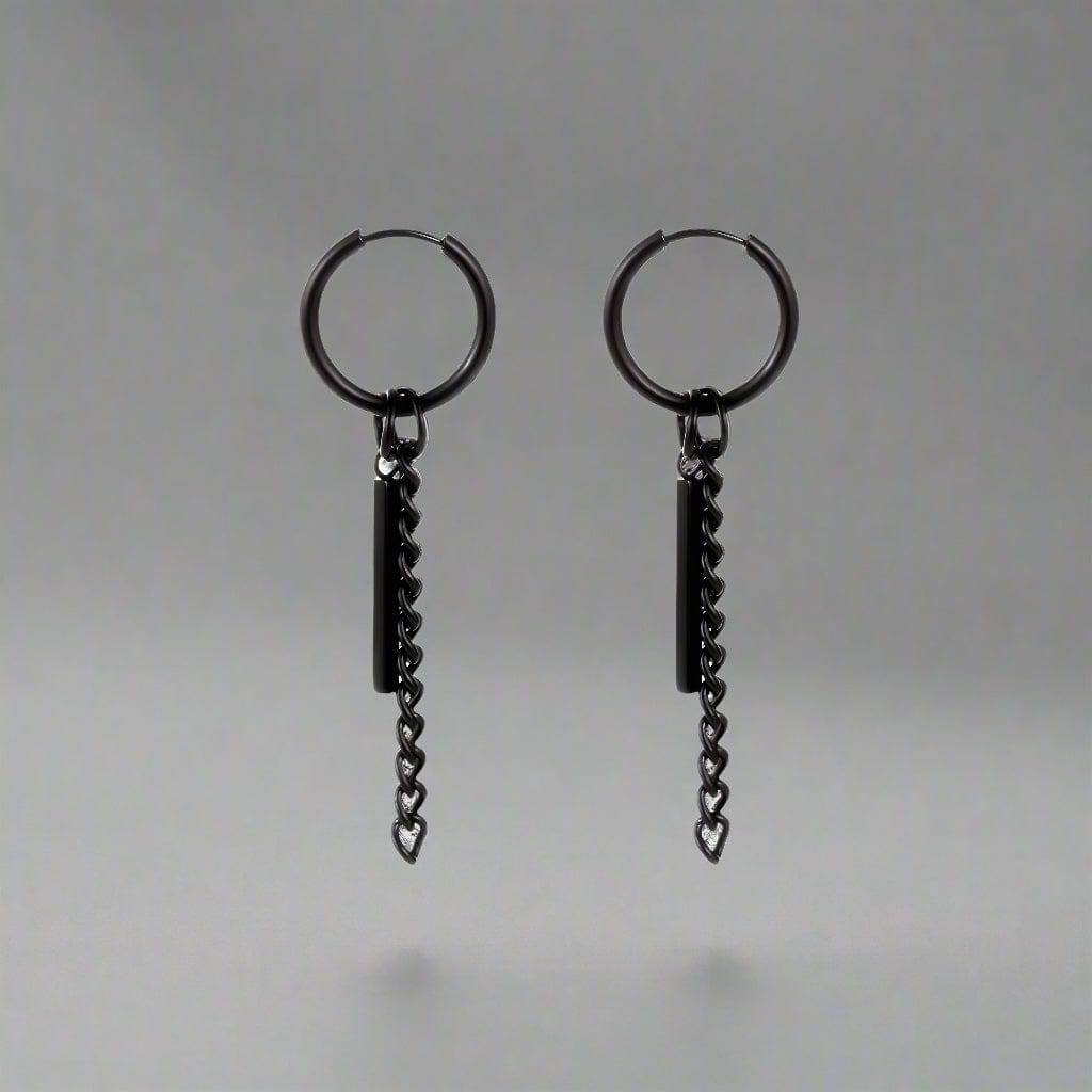 BLACK PRISM DROP - 2.5mm Pure Titanium Steel Hoop Earrings for Men & Boys (2pcs) - THE MEN THING