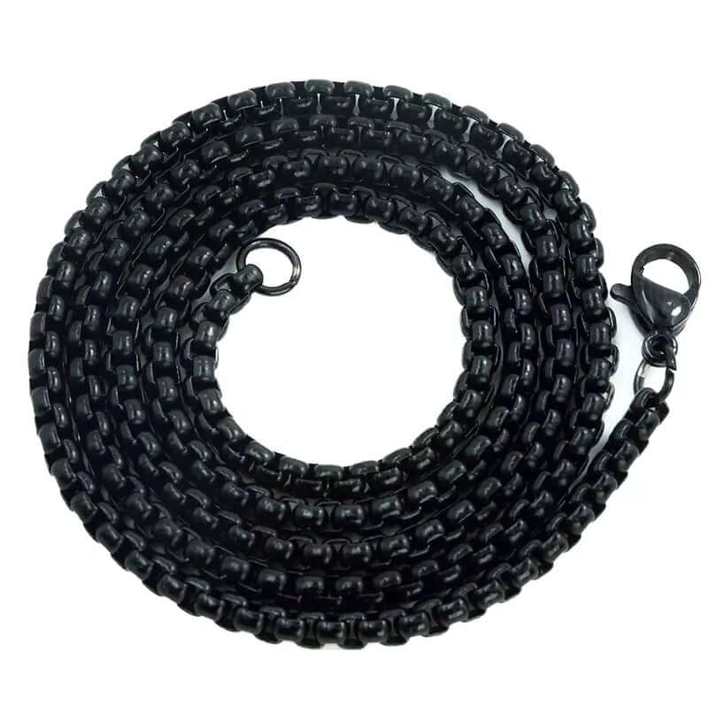 BLACK  ROUND BOX -  3mm Chain Stainless Steel 24 inch Necklace for Men & Boys - THE MEN THING