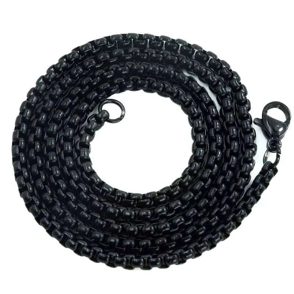 BLACK  ROUND BOX -  3mm Chain Stainless Steel 24 inch Necklace for Men & Boys
