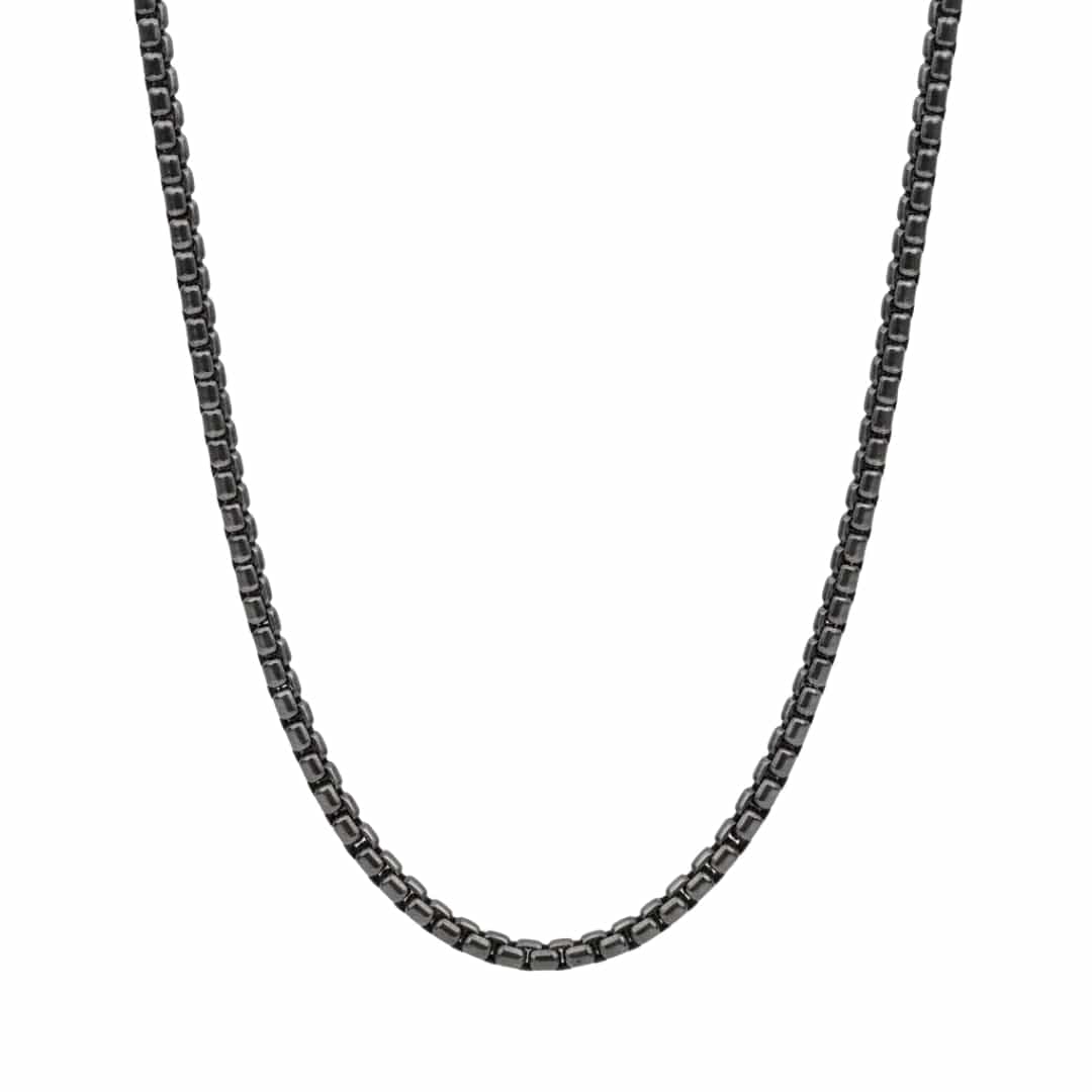 BLACK  ROUND BOX -  3mm Chain Stainless Steel 24 inch Necklace for Men & Boys - THE MEN THING