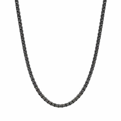 BLACK  ROUND BOX -  3mm Chain Stainless Steel 24 inch Necklace for Men & Boys - THE MEN THING