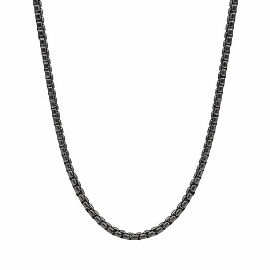 BLACK  ROUND BOX -  3mm Chain Stainless Steel 24 inch Necklace for Men & Boys - THE MEN THING