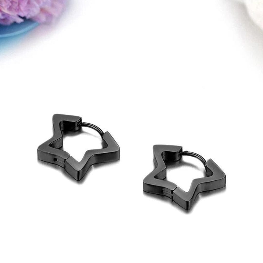 BLACK STARZ - Pure Titanium Steel Hoop Earrings for Men & Boys (2pcs) - THE MEN THING