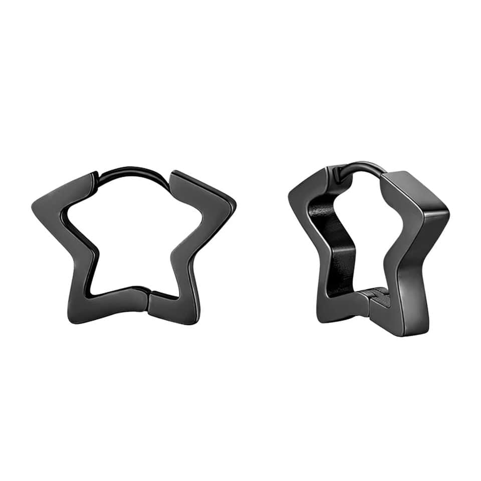 BLACK STARZ - Pure Titanium Steel Hoop Earrings for Men & Boys (2pcs) - THE MEN THING