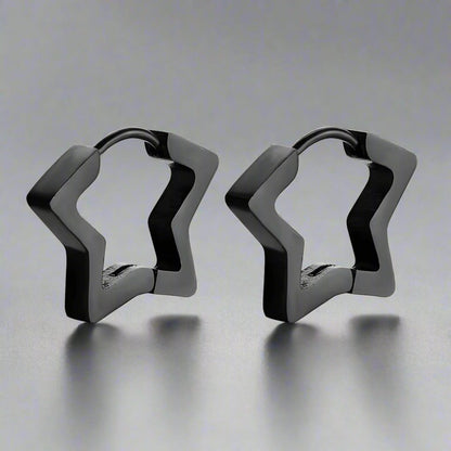 BLACK STARZ - Pure Titanium Steel Hoop Earrings for Men & Boys (2pcs) - THE MEN THING