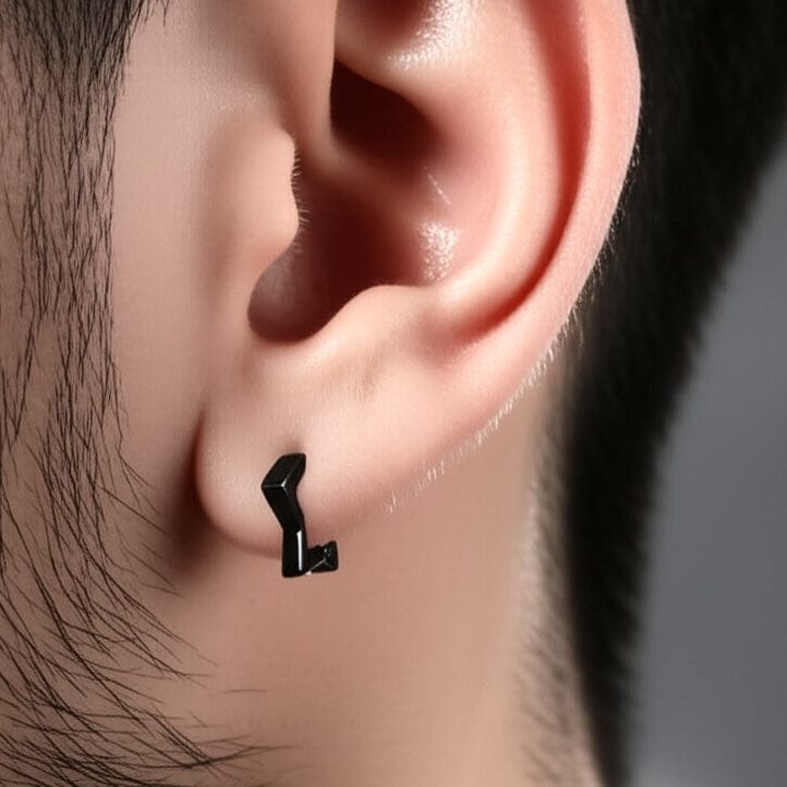 BLACK STARZ - Pure Titanium Steel Hoop Earrings for Men & Boys (2pcs) - THE MEN THING