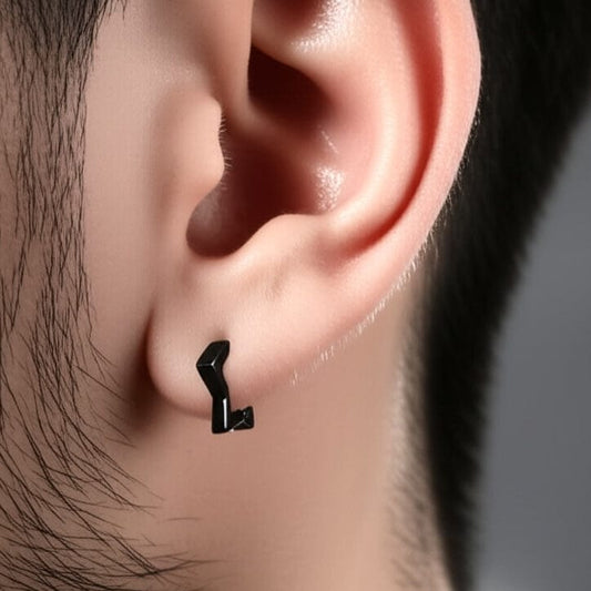 BLACK STARZ - Pure Titanium Steel Hoop Earrings for Men & Boys (2pcs) - THE MEN THING
