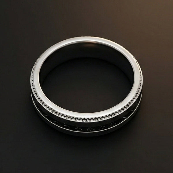 BLACKLINE CREST - Pure Stainless Steel Men’s Black - Steel-Plated Ring (Size : 17-22-27)
