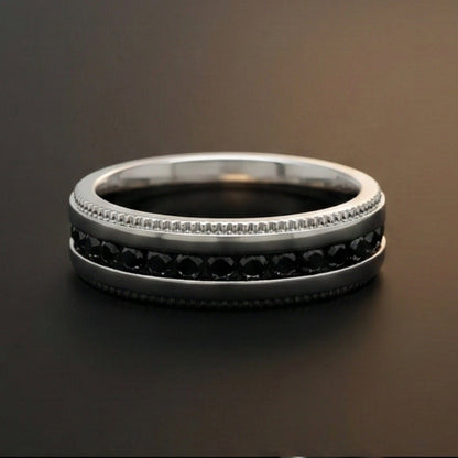 BLACKLINE CREST - Pure Stainless Steel Men’s Black - Steel-Plated Ring (Size : 17-22-27) - THE MEN THING