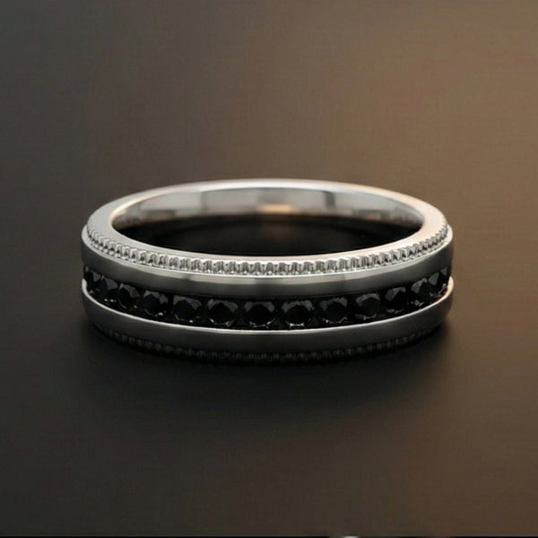 BLACKLINE CREST - Pure Stainless Steel Men’s Black - Steel-Plated Ring (Size : 17-22-27)