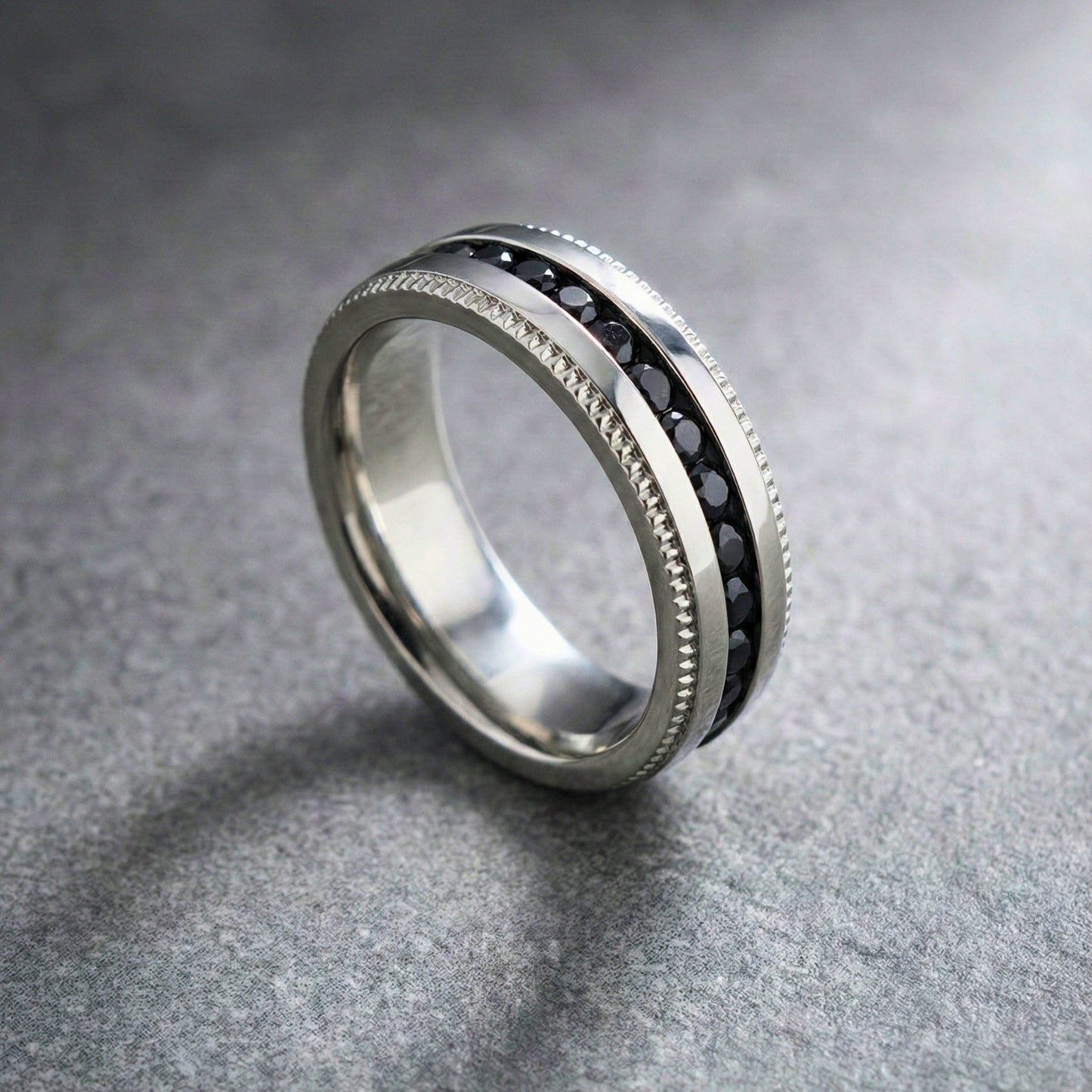 BLACKLINE CREST - Pure Stainless Steel Men’s Black - Steel-Plated Ring (Size : 17-22-27) - THE MEN THING