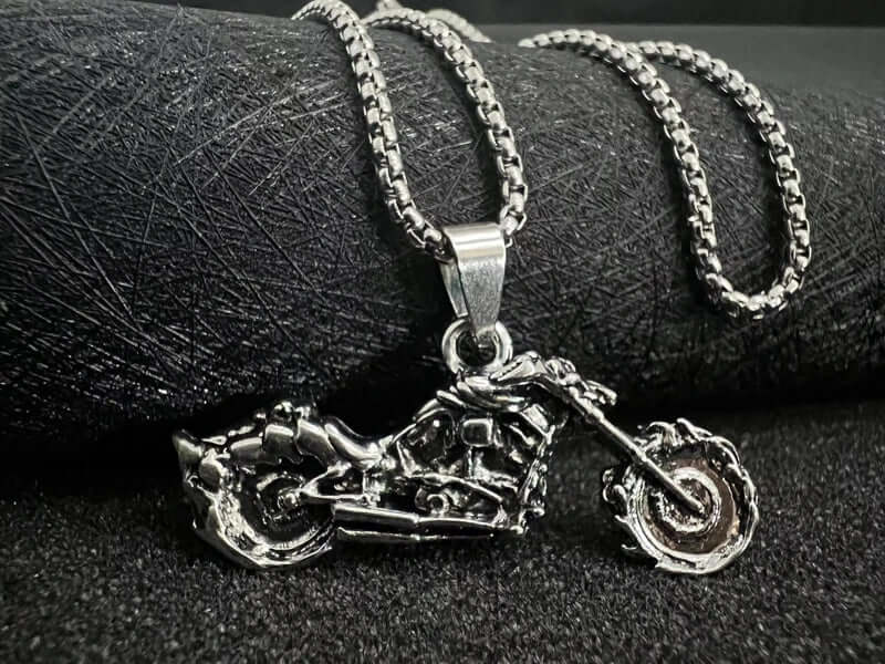 BLAZE-RIDER - Alloy  Motorcycle Pendant with Pure Stainless Steel 24inch Round Box Chain, European trending Style for Men & Boy - THE MEN THING