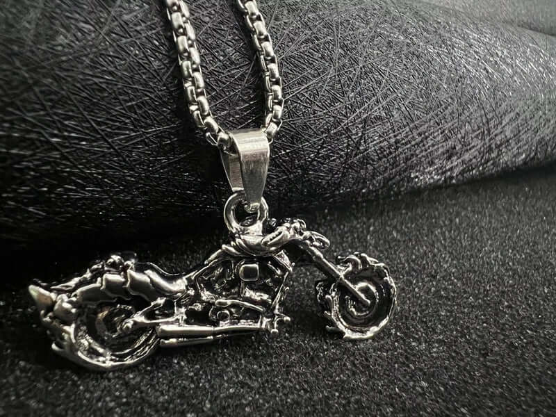 BLAZE-RIDER - Alloy  Motorcycle Pendant with Pure Stainless Steel 24inch Round Box Chain, European trending Style for Men & Boy - THE MEN THING