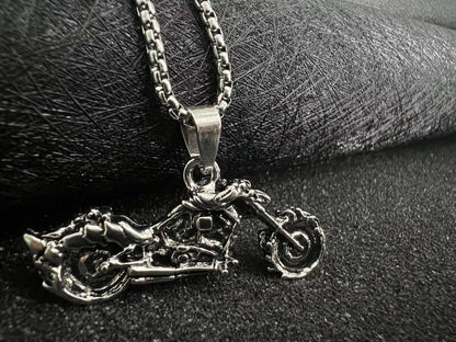 BLAZE-RIDER - Alloy  Motorcycle Pendant with Pure Stainless Steel 24inch Round Box Chain, European trending Style for Men & Boy - THE MEN THING