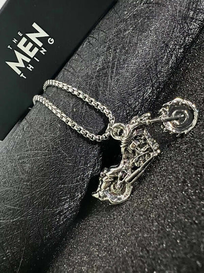 BLAZE-RIDER - Alloy  Motorcycle Pendant with Pure Stainless Steel 24inch Round Box Chain, European trending Style for Men & Boy - THE MEN THING