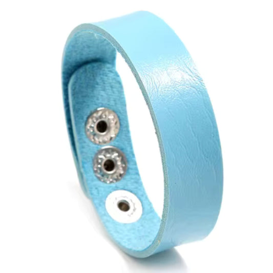 BLAZEFIT BLUE STRAP - 18mm Genuine Leather Bracelet with Stainless Steel Stud button Closure for Men & Boys (6.6-7.1-7.6 inch) - THE MEN THING