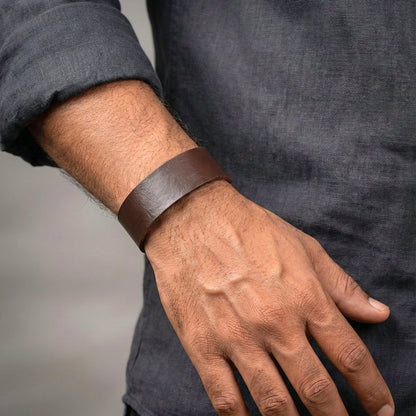 BLAZEFIT BROWN STRAP - 18mm Genuine Leather Bracelet with Stainless Steel Stud button Closure for Men & Boys (6.6-7.1-7.6 inch) - THE MEN THING