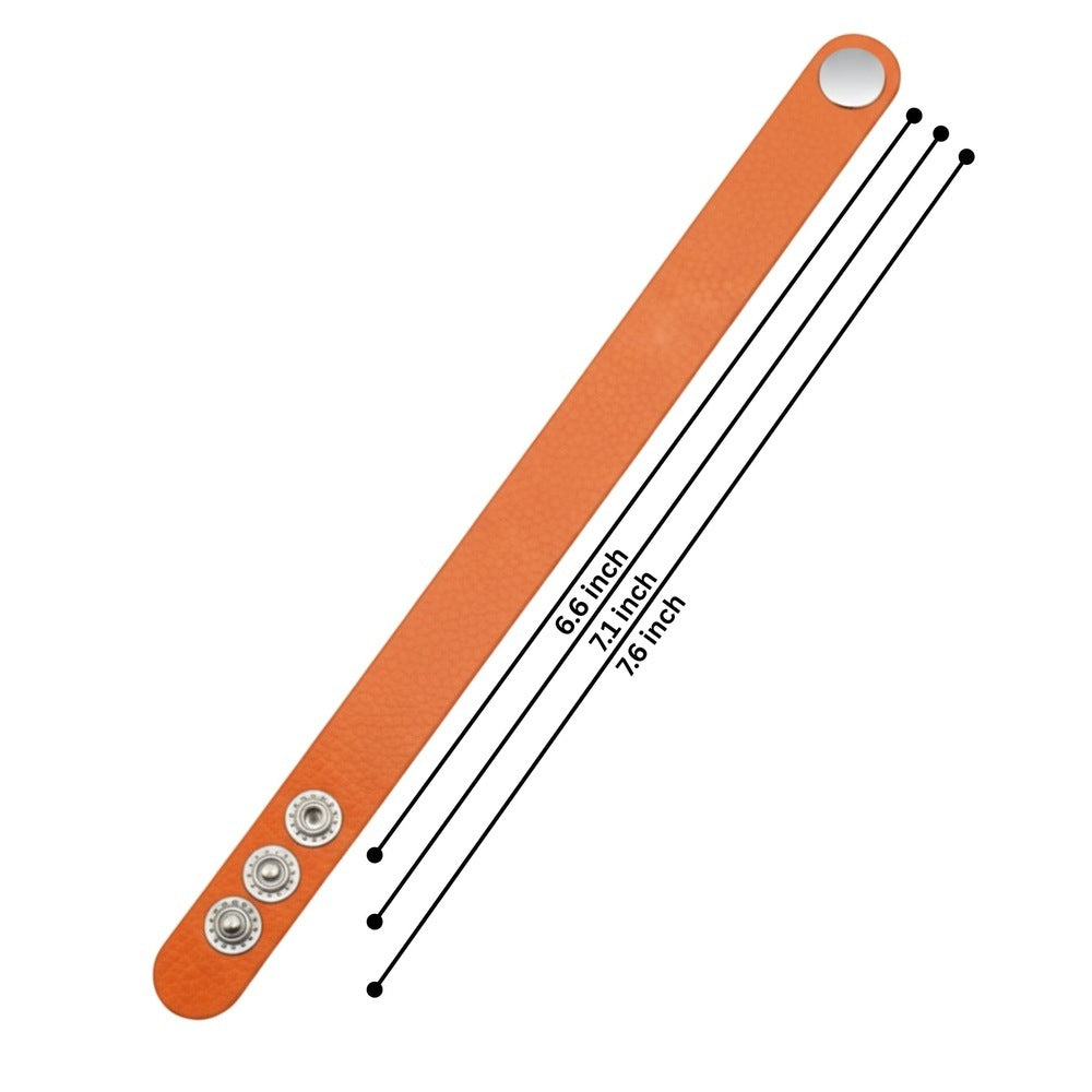 BLAZEFIT ORANGE STRAP - 18mm Genuine Leather Bracelet with Stainless Steel Stud button Closure for Men & Boys (6.6-7.1-7.6 inch) - THE MEN THING