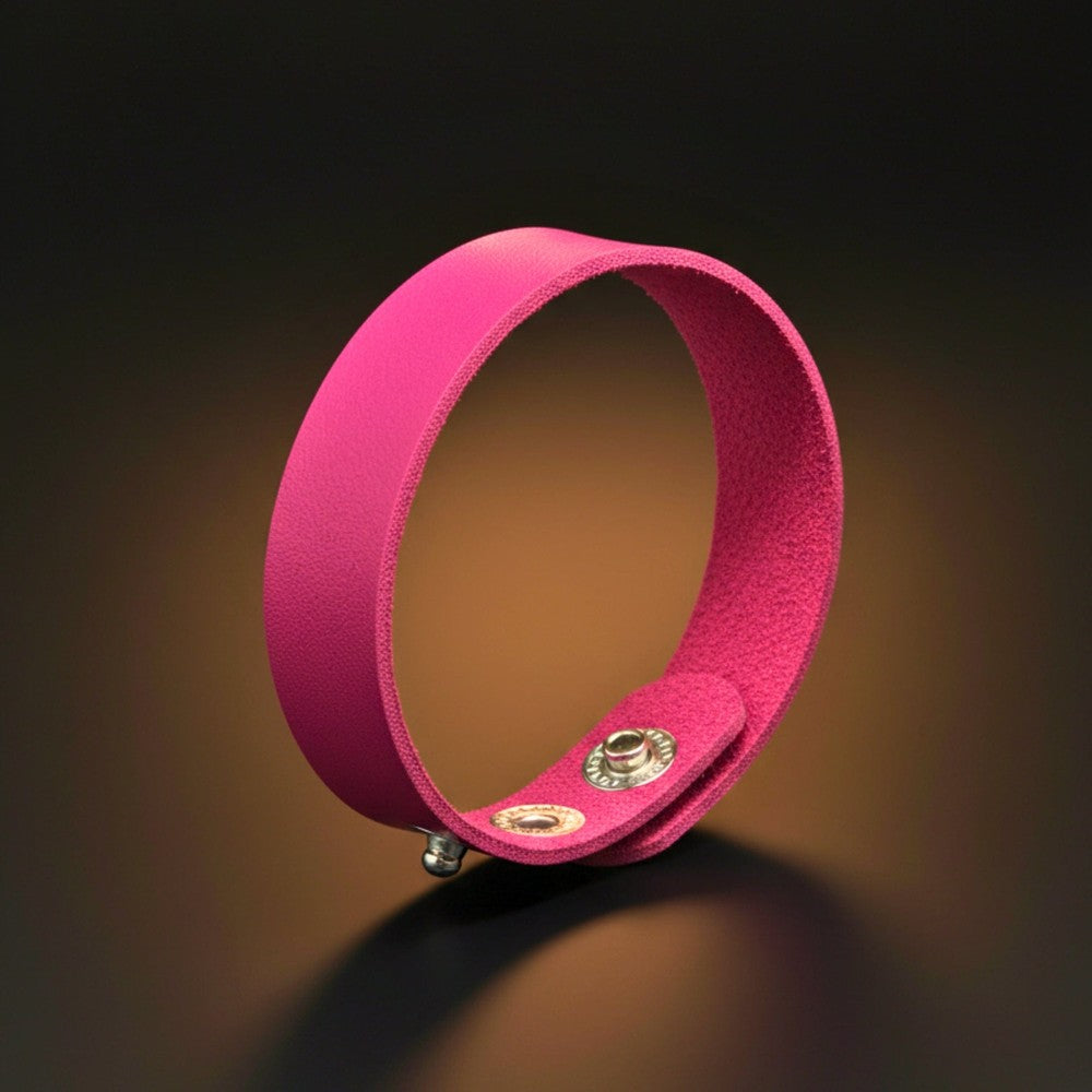 BLAZEFIT PINK STRAP - 18mm Genuine Leather Bracelet with Stainless Steel Stud button Closure for Men & Boys (6.6-7.1-7.6 inch) - THE MEN THING