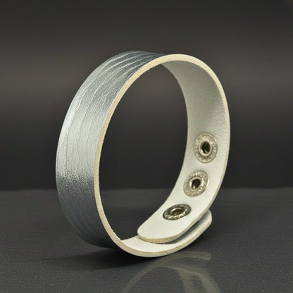 BLAZEFIT SILVER STRAP - 18mm Genuine Leather Bracelet with Stainless Steel Stud button Closure for Men & Boys (6.6-7.1-7.6 inch) - THE MEN THING