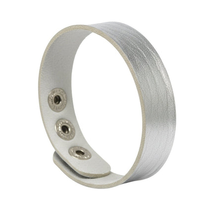 BLAZEFIT SILVER STRAP - 18mm Genuine Leather Bracelet with Stainless Steel Stud button Closure for Men & Boys (6.6-7.1-7.6 inch) - THE MEN THING