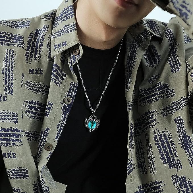 BLUE EYE PROTECT (A) -  Alloy Pendant with Pure Stainless Steel Round Box Chain, European trending Style for Men & Boy (24 inch) - THE MEN THING