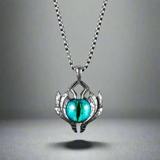 BLUE EYE PROTECT (A) -  Alloy Pendant with Pure Stainless Steel Round Box Chain, European trending Style for Men & Boy (24 inch) - THE MEN THING
