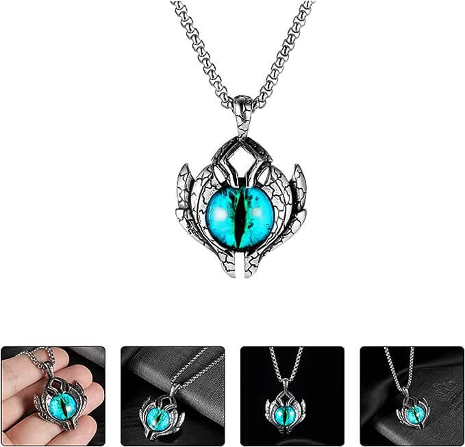 BLUE EYE PROTECT (A) -  Alloy Pendant with Pure Stainless Steel Round Box Chain, European trending Style for Men & Boy (24 inch) - THE MEN THING
