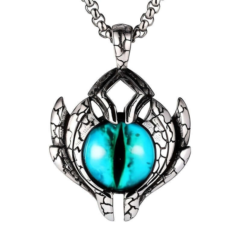 BLUE EYE PROTECT (A) -  Alloy Pendant with Pure Stainless Steel Round Box Chain, European trending Style for Men & Boy (24 inch) - THE MEN THING