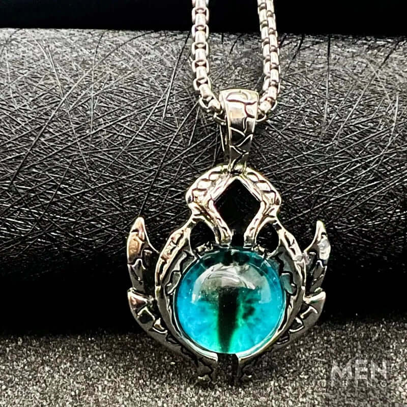 BLUE EYE PROTECT (T) - Pure Titanium Steel Pendant with Round Box Chain for Men & Boys  (24 inch) - THE MEN THING