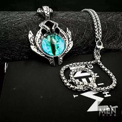 BLUE EYE PROTECT (T) - Pure Titanium Steel Pendant with Round Box Chain for Men & Boys  (24 inch) - THE MEN THING