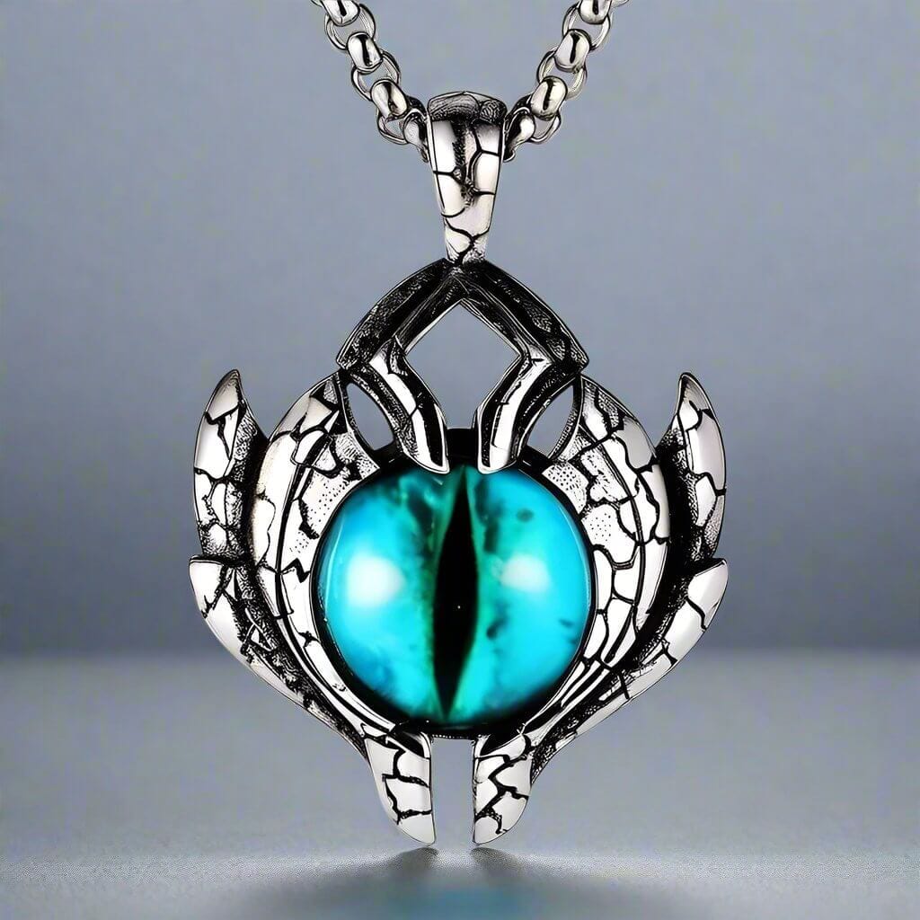 BLUE EYE PROTECT (T) - Pure Titanium Steel Pendant with Round Box Chain for Men & Boys  (24 inch) - THE MEN THING