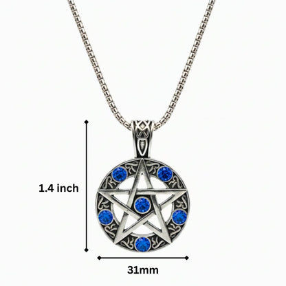 BLUE PENTAGRAM STAR - 31mm Pure Titanium Steel Pendant with 23inch Round Box 4mm Chain for Men & Boys — SS Pendant/ Necklace for Men | THE MEN THING