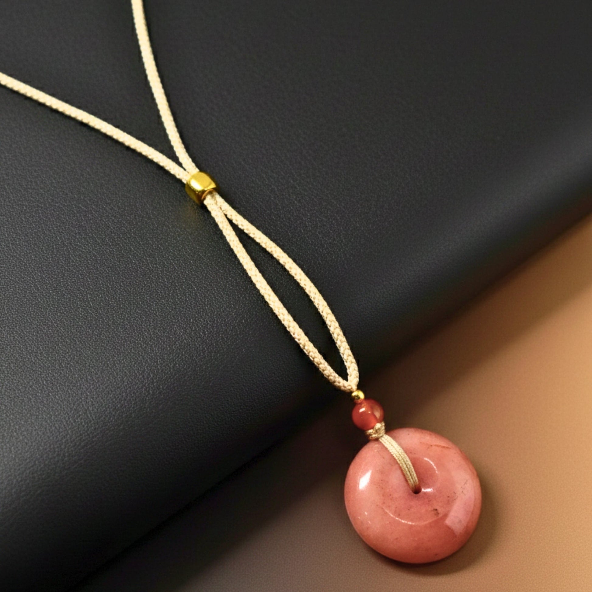 BLUSHSTONE AMULET – 1-Inch Natural Crystal Pendant with Adjustable Rope for Men & Boys - THE MEN THING