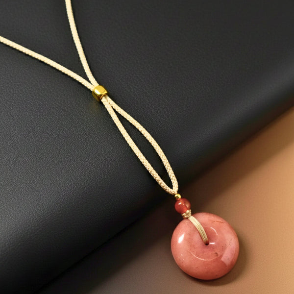 BLUSHSTONE AMULET – 1-Inch Natural Crystal Pendant with Adjustable Rope for Men & Boys