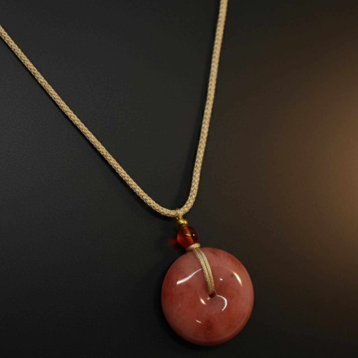 BLUSHSTONE AMULET – 1-Inch Natural Crystal Pendant with Adjustable Rope for Men & Boys - THE MEN THING
