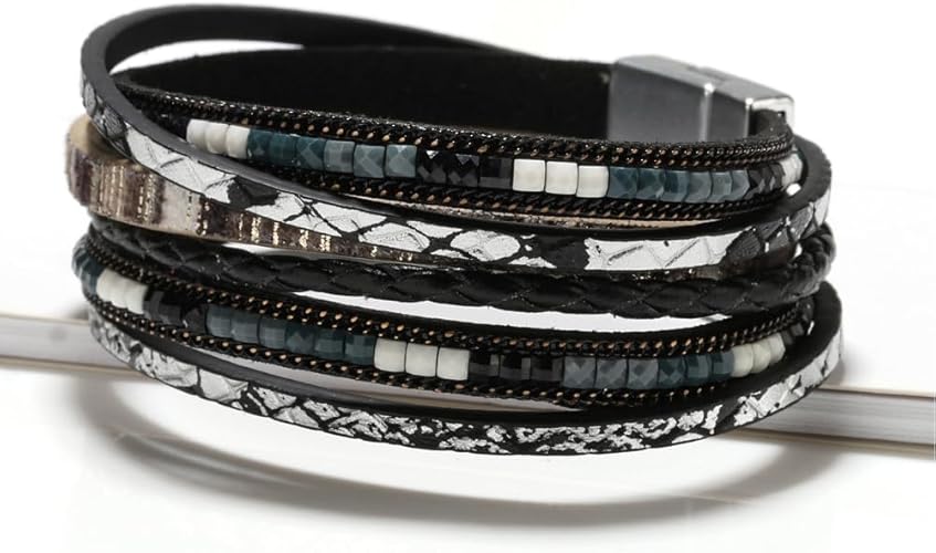 BOHEMIAN BLISS - Multiple Genuine Braided Leather Bracelet Set for Men & Boys (8 inch) - THE MEN THING