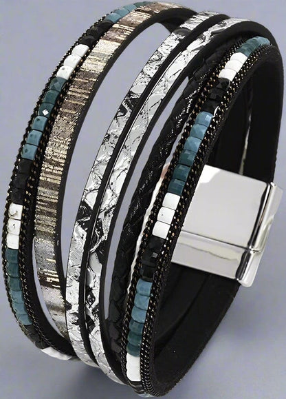 BOHEMIAN BLISS - Multiple Genuine Braided Leather Bracelet Set for Men & Boys (8 inch) - THE MEN THING