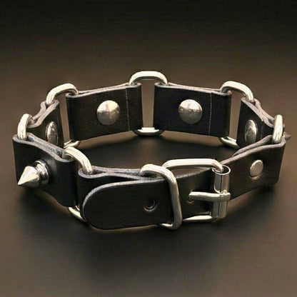 BOLD SPIKED - 23 mm Genuine Leather Adjustable Bracelet for Men & Boys (8 to 9 inch) — Leather Bracelet for Men | THE MEN THING