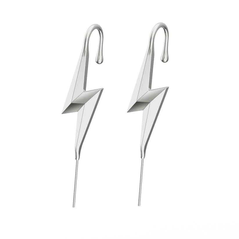 BOLT - Pure Titanium Steel Ear Crawler Hook Pin Cuff Earrings for Men & Boys (2 Pcs) - THE MEN THING