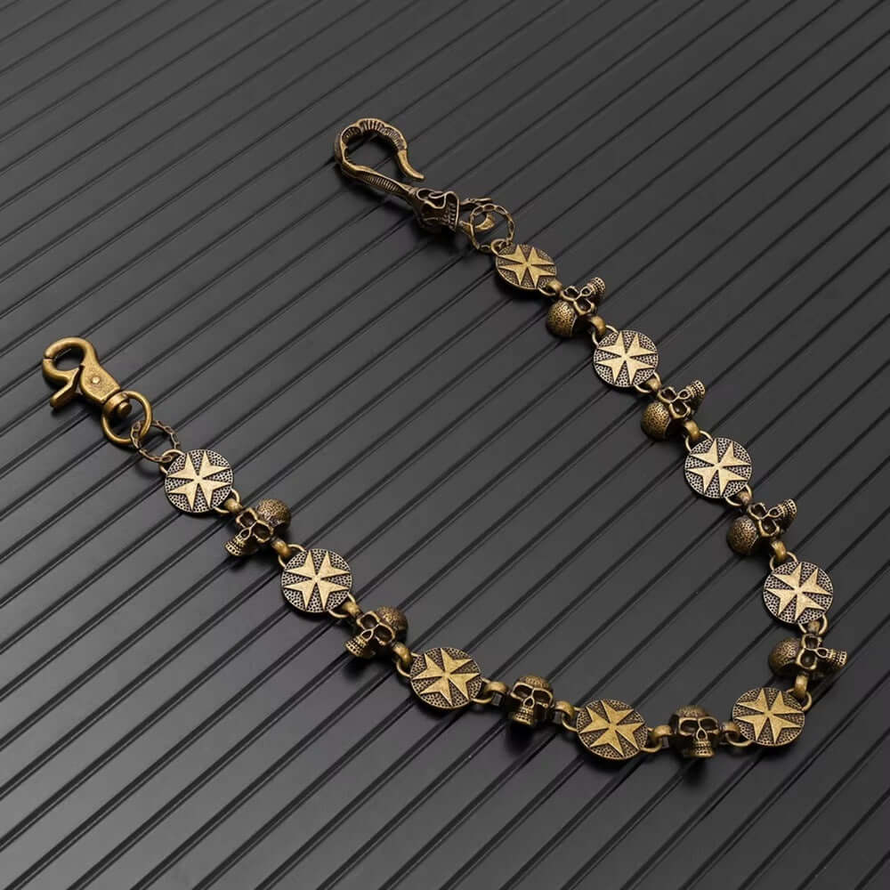 BONE STAR - Antique Bronze 12mm Titanium Steel Skull Heavy Biker Chain for Jeans with Lobster Clasps for Men & Boys - 20 inch — Biker Fashion for Men | THE MEN THING