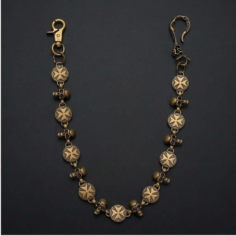 BONE STAR - Antique Bronze 12mm Titanium Steel Skull Heavy Biker Chain for Jeans with Lobster Clasps for Men & Boys - 20 inch — Biker Fashion for Men | THE MEN THING