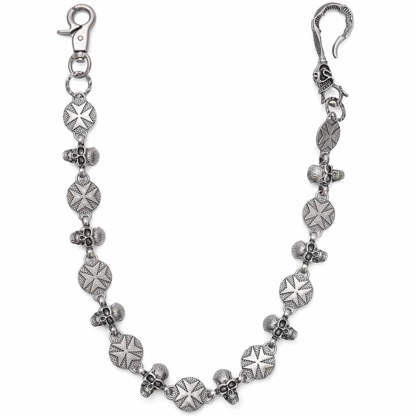 BONE STAR - Antique Steel 12mm Titanium Steel Skull Heavy Biker Chain for Jeans with Lobster Clasps for Men & Boys - 20 inch - THE MEN THING
