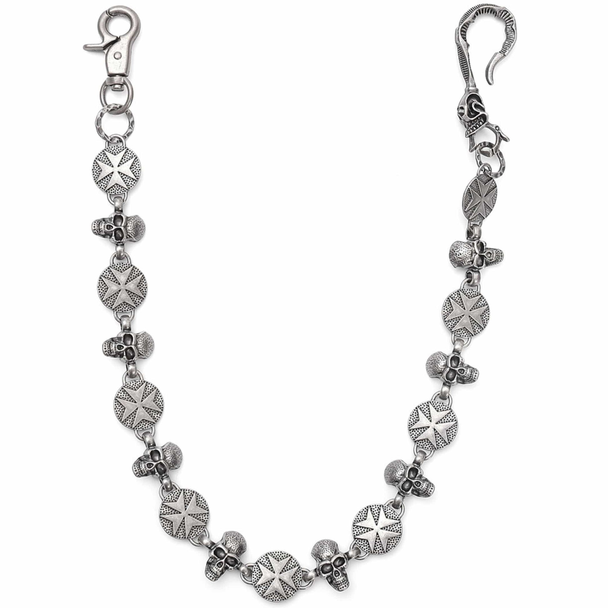 BONE STAR - Antique Steel 12mm Titanium Steel Skull Heavy Biker Chain for Jeans with Lobster Clasps for Men & Boys - 20 inch - THE MEN THING