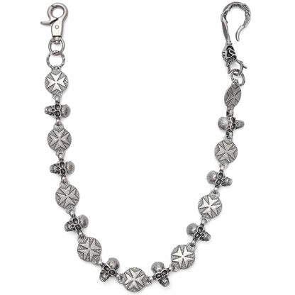 BONE STAR - Antique Steel 12mm Titanium Steel Skull Heavy Biker Chain for Jeans with Lobster Clasps for Men & Boys - 20 inch - THE MEN THING