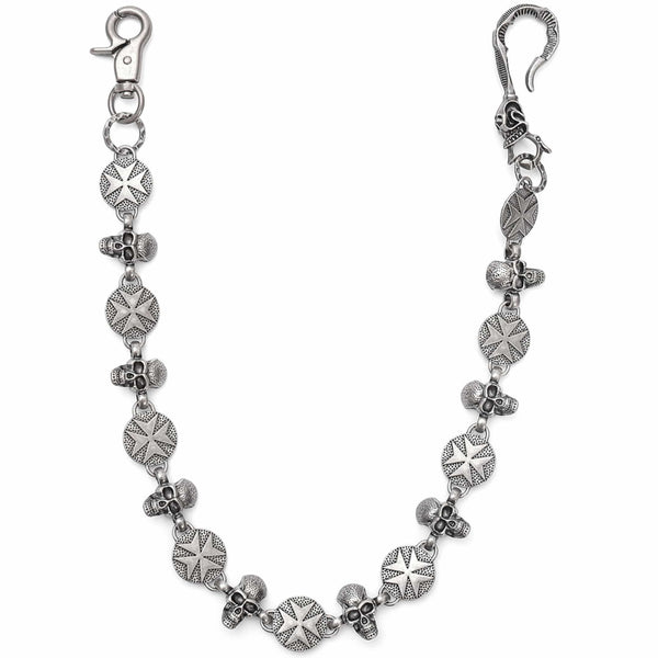 BONE STAR - Antique Steel 12mm Titanium Steel Skull Heavy Biker Chain for Jeans with Lobster Clasps for Men & Boys - 20 inch